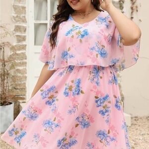 Floral Pink and Blue Dress